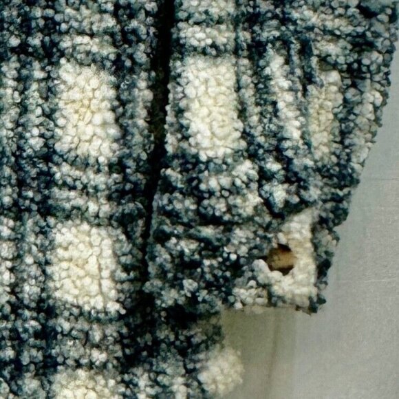 Torrid Sherpa Button Front Long Sleeve Shacket Women +2 Ivory Plaid - Picture 3 of 9